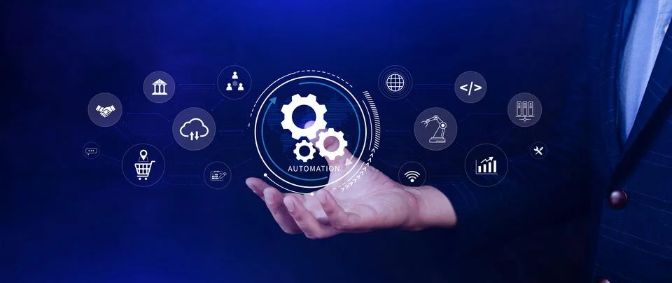 Automation and IOT Software Technology Process System Business concept. Imp.. 스톡 사진