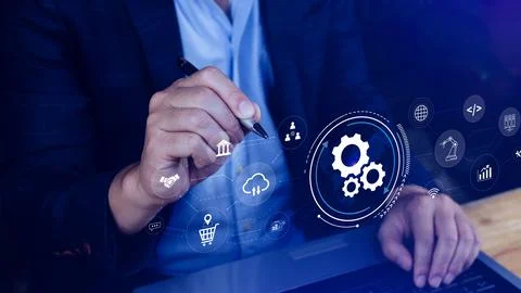 Automation and IOT Software Technology Process System Business concept. Imp.. Stock Photos