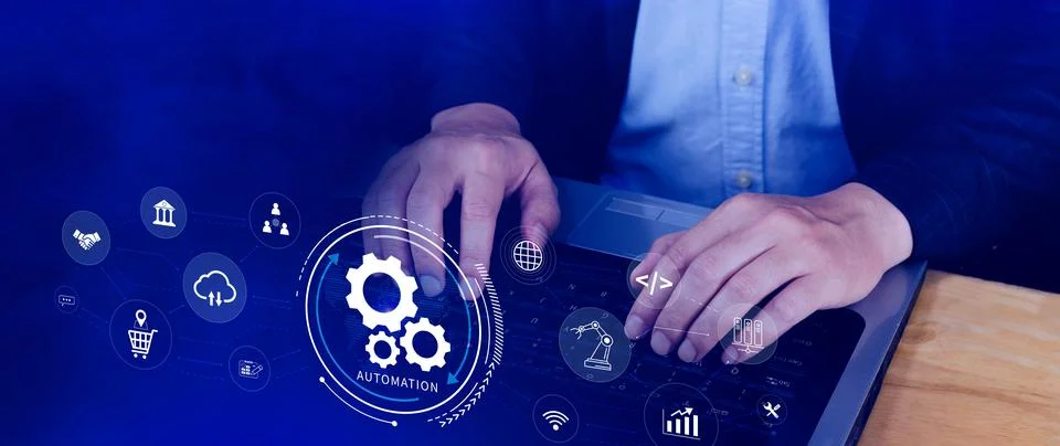Automation and IOT Software Technology Process System Business concept. Imp.. Foto stock