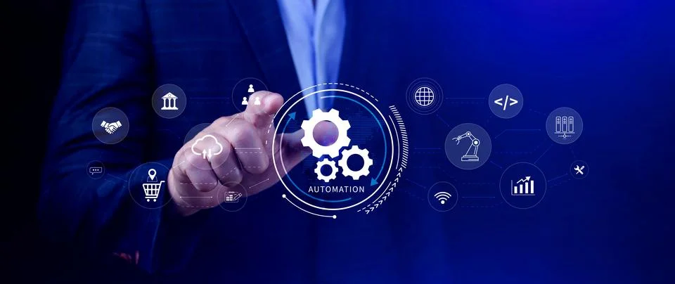 Automation and IOT Software Technology Process System Business concept. Imp.. 스톡 사진