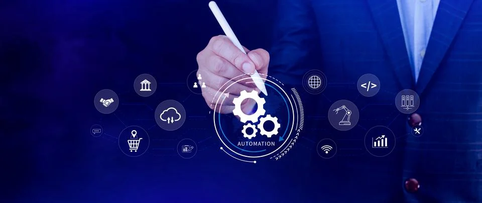 Automation and IOT Software Technology Process System Business concept. Imp.. Foto stock