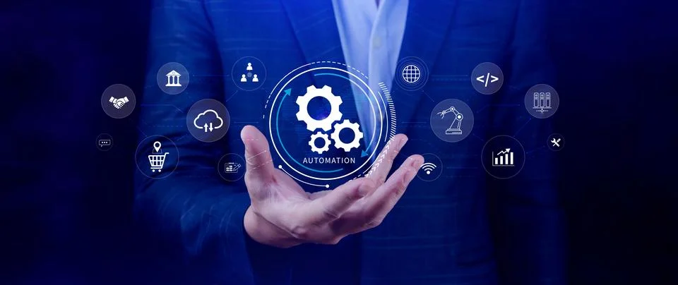 Automation and IOT Software Technology Process System Business concept. Imp.. Stock Photos