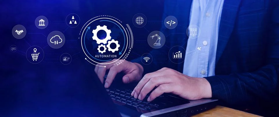 Automation and IOT Software Technology Process System Business concept. Imp.. Stock Photos