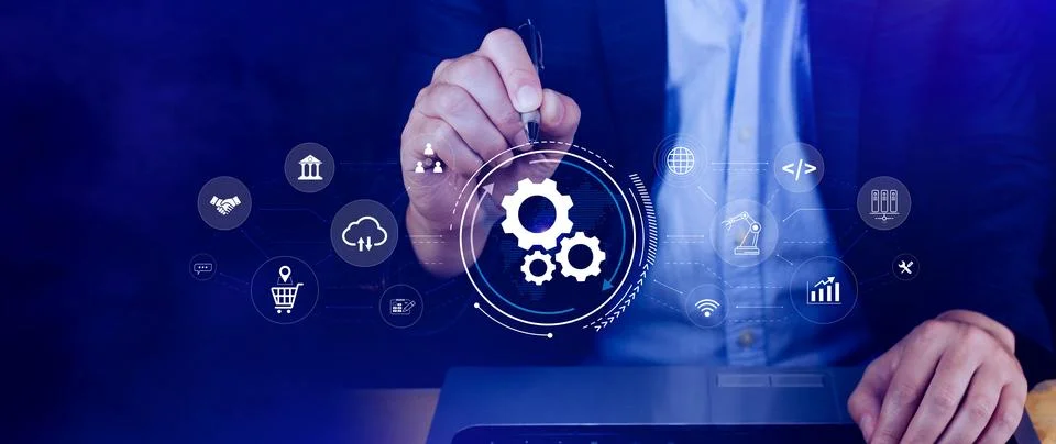 Automation and IOT Software Technology Process System Business concept. Imp.. Stock Photos