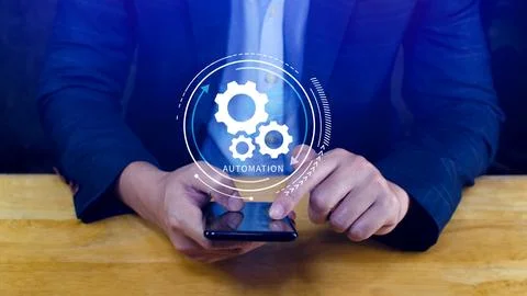 Automation and IOT Software Technology Process System Business concept. Imp.. Stock Photos