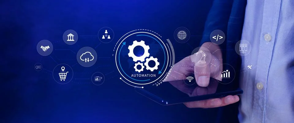 Automation and IOT Software Technology Process System Business concept. Imp.. 스톡 사진