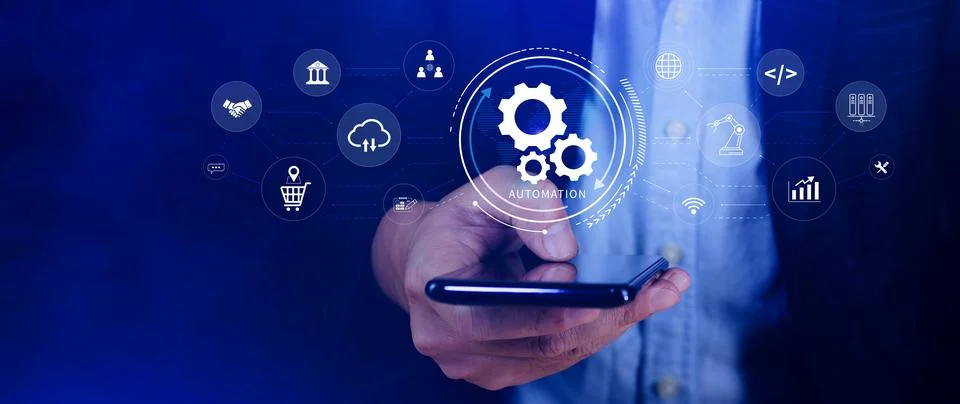 Automation and IOT Software Technology Process System Business concept. Imp.. 스톡 사진