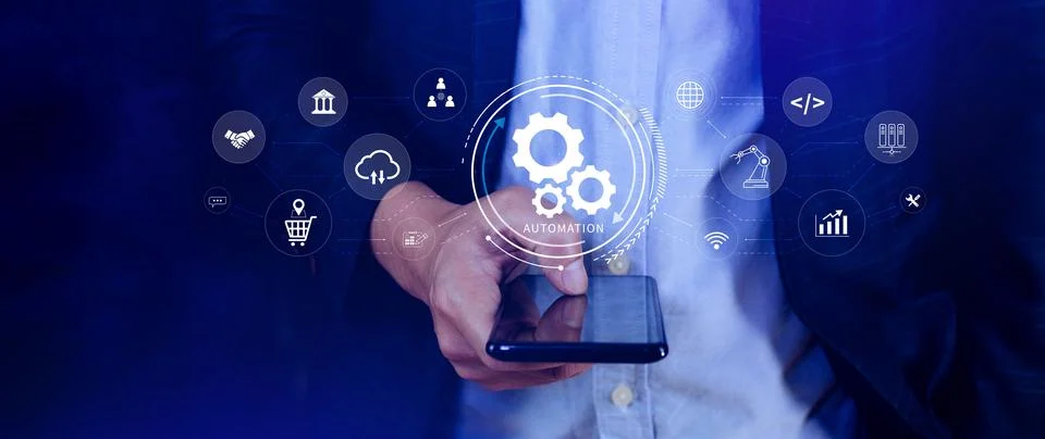 Automation and IOT Software Technology Process System Business concept. Imp.. Stock Photos