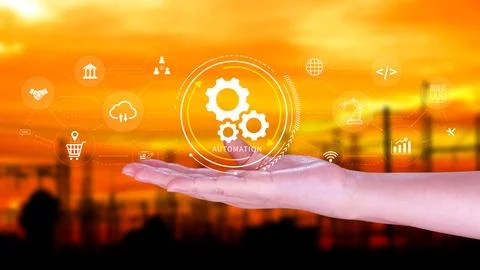 Automation and IOT Software Technology Process System Business concept. Imp.. 스톡 사진