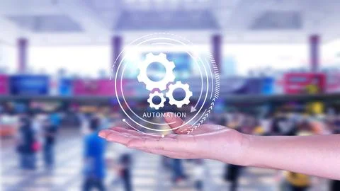 Automation and IOT Software Technology Process System Business concept. Imp.. Foto stock