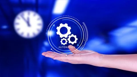 Automation and IOT Software Technology Process System Business concept. Imp.. Stockfoto's