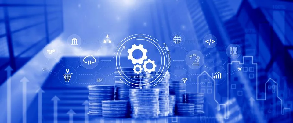 Automation and IOT Software Technology Process System Business concept. Imp.. Foto stock