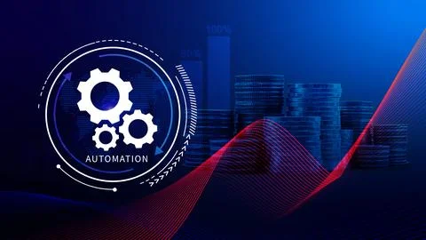 Automation and IOT Software Technology Process System Business concept. Imp.. Foto stock