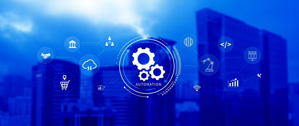 Automation and IOT Software Technology Process System Business concept. Imp.. Stock Photos