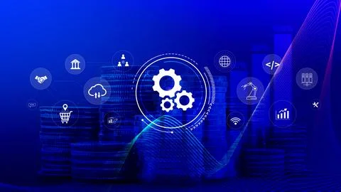 Automation and IOT Software Technology Process System Business concept. Imp.. Stock Photos