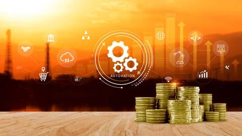 Automation and IOT Software Technology Process System Business concept. Imp.. Stock Photos