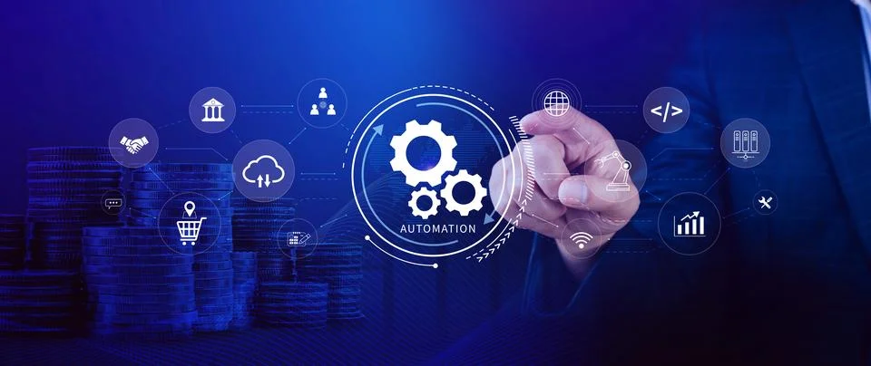 Automation and IOT Software Technology Process System Business concept. Imp.. Foto stock