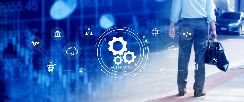Automation and IOT Software Technology Process System Business concept. Imp.. Stock Photos
