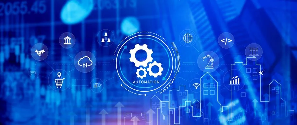 Automation and IOT Software Technology Process System Business concept. Imp.. Stockfoto's