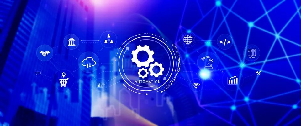 Automation and IOT Software Technology Process System Business concept. Imp.. Foto stock