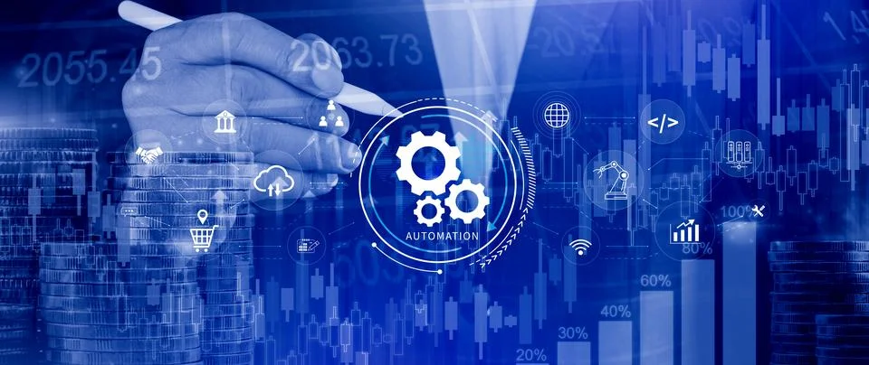 Automation and IOT Software Technology Process System Business concept. Imp.. Foto stock