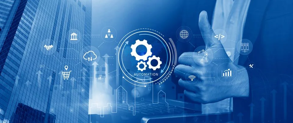 Automation and IOT Software Technology Process System Business concept. Imp.. Stock Photos