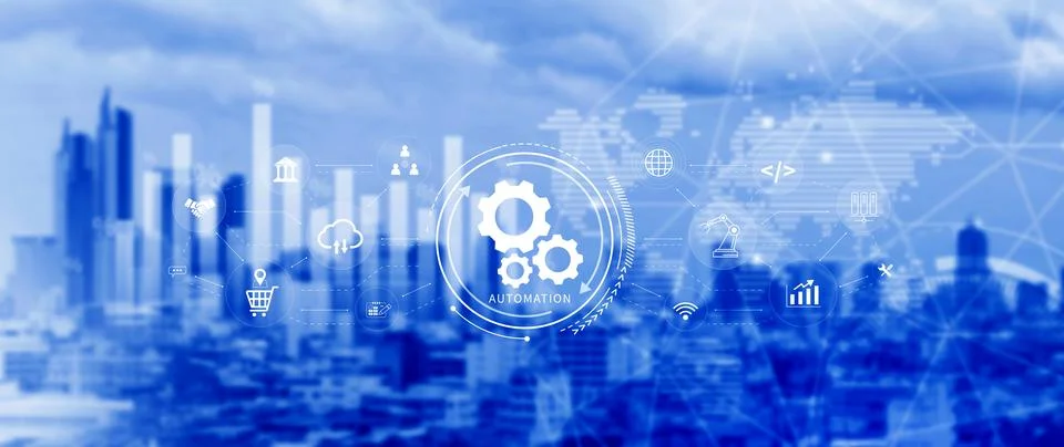 Automation and IOT Software Technology Process System Business concept. Imp.. 스톡 사진