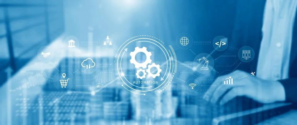 Automation and IOT Software Technology Process System Business concept. Imp.. Stock Photos