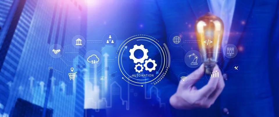 Automation and IOT Software Technology Process System Business concept. Imp.. Stock Photos