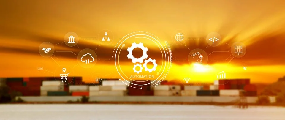 Automation and IOT Software Technology Process System Business concept. Imp.. Foto stock