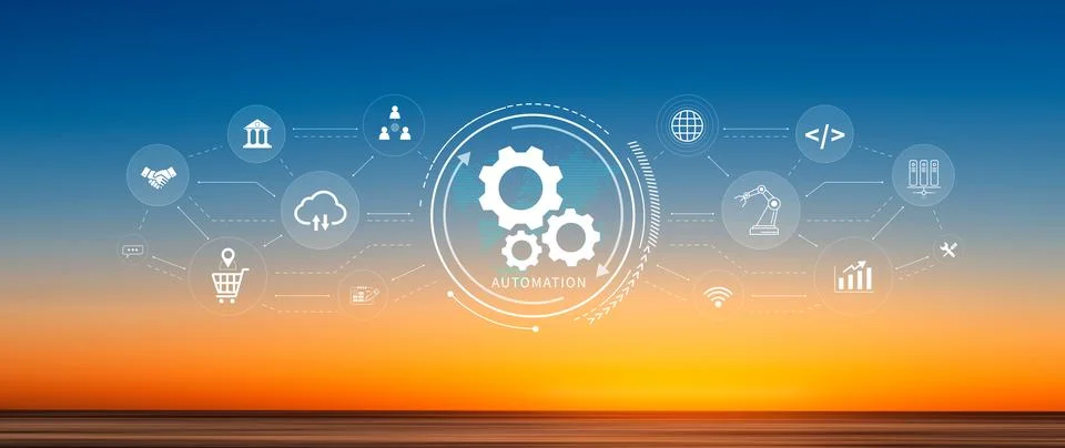 Automation and IOT Software Technology Process System Business concept. Imp.. Stock Photos