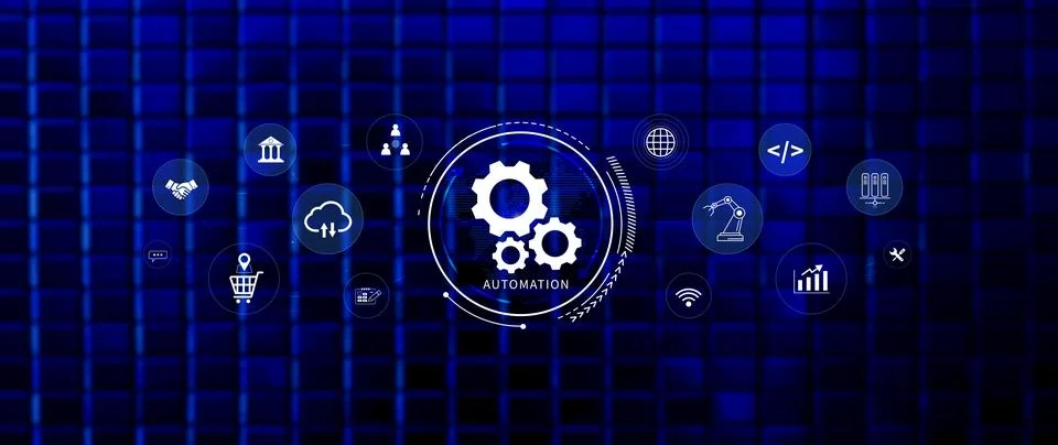 Automation and IOT Software Technology Process System Business concept. Imp.. Stockfoto's