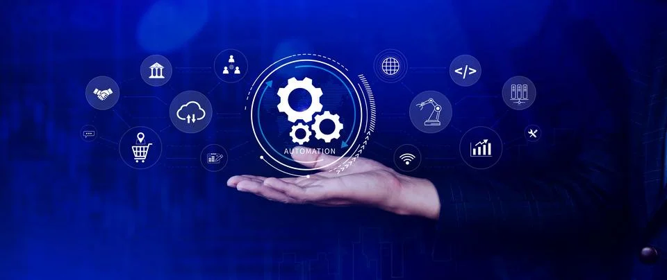 Automation and IOT Software Technology Process System Business concept. Imp.. Stockfoto's