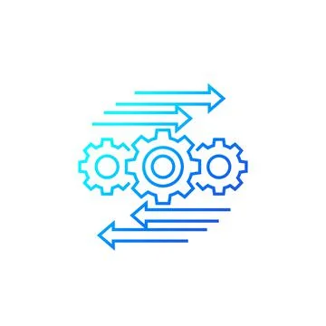 Automation and optimization process, line icon on white Stock Illustration