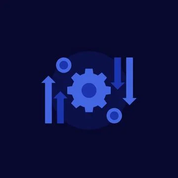 Automation and optimization process, vector icon on dark Illustrazione stock