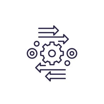 Automation and optimization vector line icon Stock Illustration
