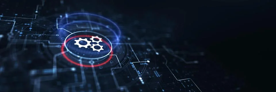 Automation and System Optimization Displayed on a Digital Interface. Illustrazione stock