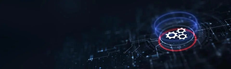 Automation and System Optimization Displayed on a Digital Interface. 库存插图