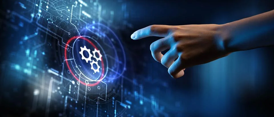 Automation and System Optimization Displayed on a Digital Interface. Stock Photos