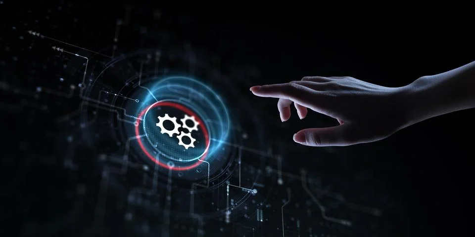 Automation and System Optimization Displayed on a Digital Interface. Stock Photos