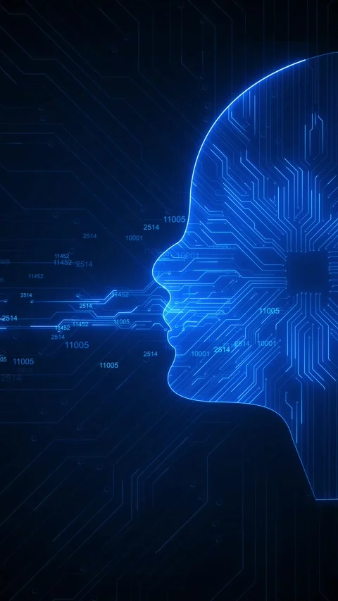 Automation Artificial intelligence AI deep learning futuristic technology. 3D Stock Footage 312579425