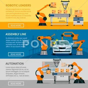 Automation Banners Set Stock Illustration