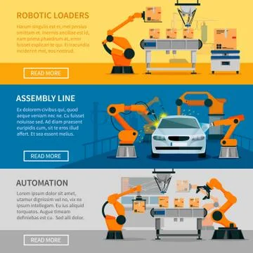 Automation Banners Set Stock Illustration