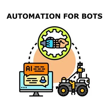 Automation for bots concept developing artificial intelligence system Stock Illustration