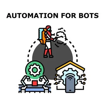 Automation for bots concept with smart technology and robotics Stock Illustration