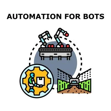 Automation for bots using robots and smart technology Stock Illustration