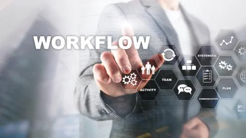 Automation of business workflows. Work process. Reliability and repeatability in Stock Illustration