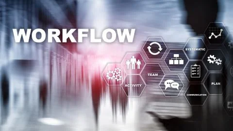 Automation of business workflows. Work process. Reliability and repeatability in Foto stock