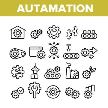 Automation Collection Elements Icons Set Vector Illustrazione stock
