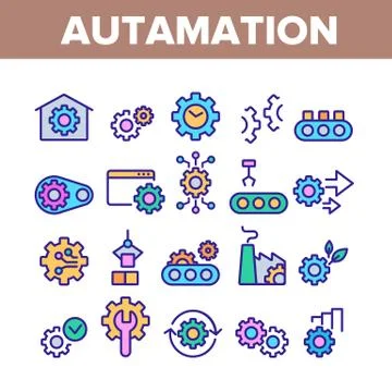 Automation Collection Elements Icons Set Vector Stock Illustration